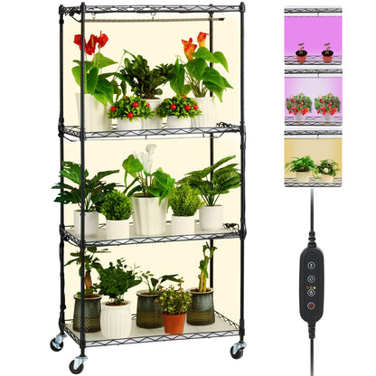 Plant Stand med Grow Lights 4 Eters 45W 49,8" Tall Plant Grow Hylla