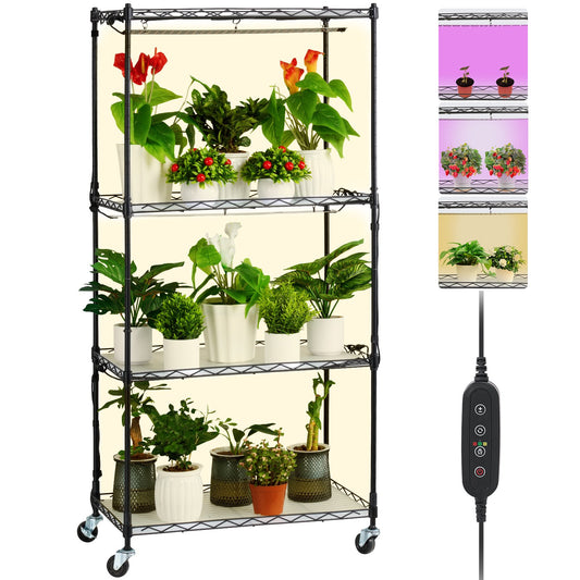 Plant Stand med Grow Lights 4 Eters 45W 49,8" Tall Plant Grow Hylla
