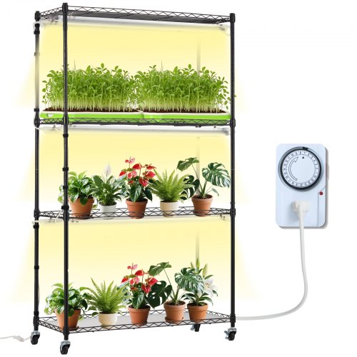 Plant Stand with Grow Light, 4 Tiers Plant Shelf with 3000K 180W LED Full Spectrum Light for Indoor Plants, Grow Light Shelf with Timer for Seed Starting 35.4" L x 13.8" W x 59.1" H