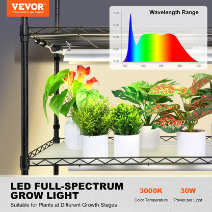 Plant Stand with Grow Lights 4 Eters 180W 59,1" Tall Plant Grow Hylla