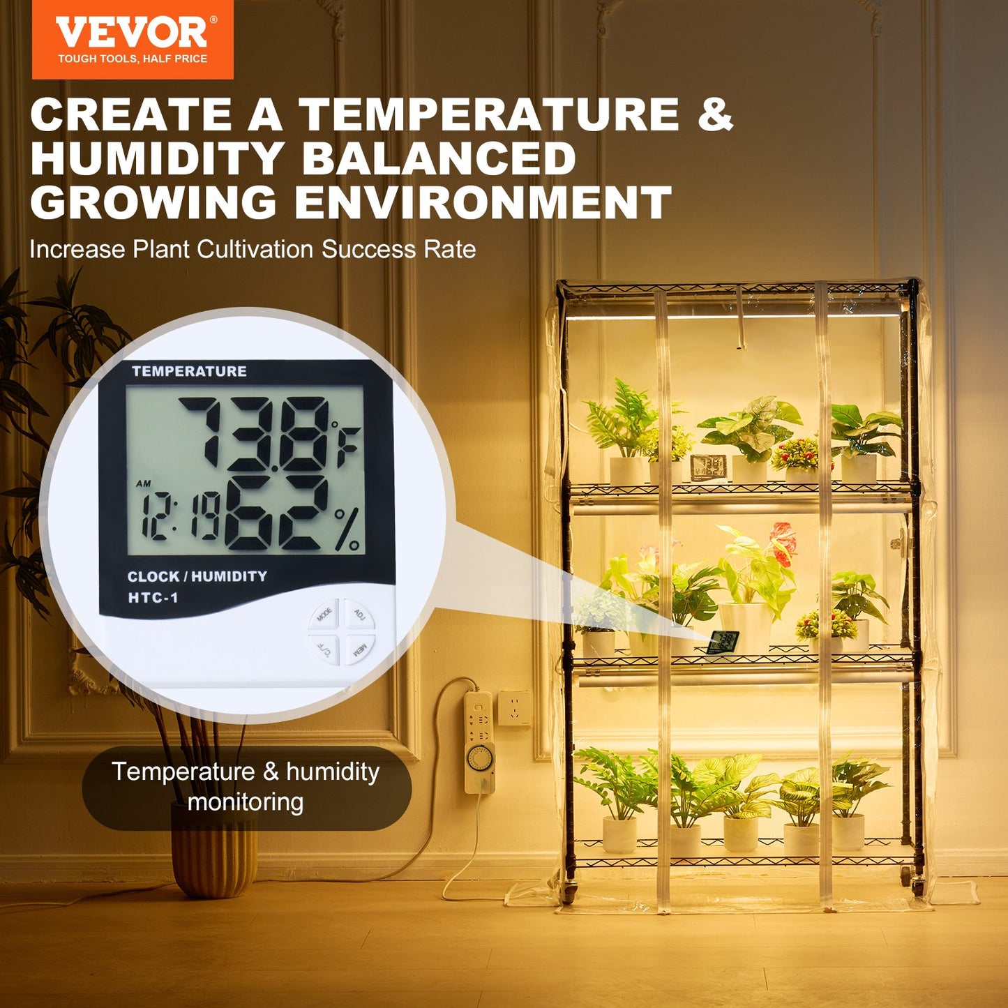 Gewächshaus für den Innenbereich mit Pflanzenlicht, 4 Ebenen, 180 W, 149,9 cm Pflanzenlichtregal