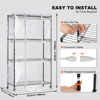 Gewächshaus für den Innenbereich mit Pflanzenlicht, 4 Ebenen, 180 W, 149,9 cm Pflanzenlichtregal