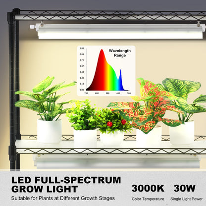 Plant Stand with Grow Light, 4 Tier Plant Shelf with 90W Grow Light for Indoor Plants, Grow Light Shelf Full Spectrum Lights Adjustable Metal Plant Stand for Seed Starting