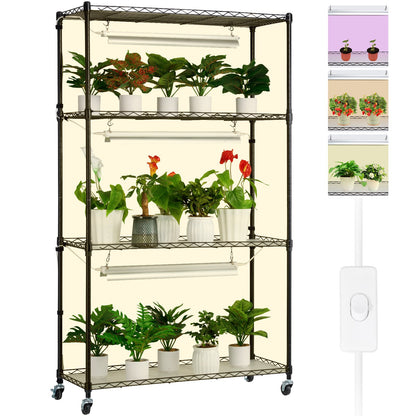 Plant Stand med Grow Lights 4 våningar 90W 59" Tall Plant Grow Hylla