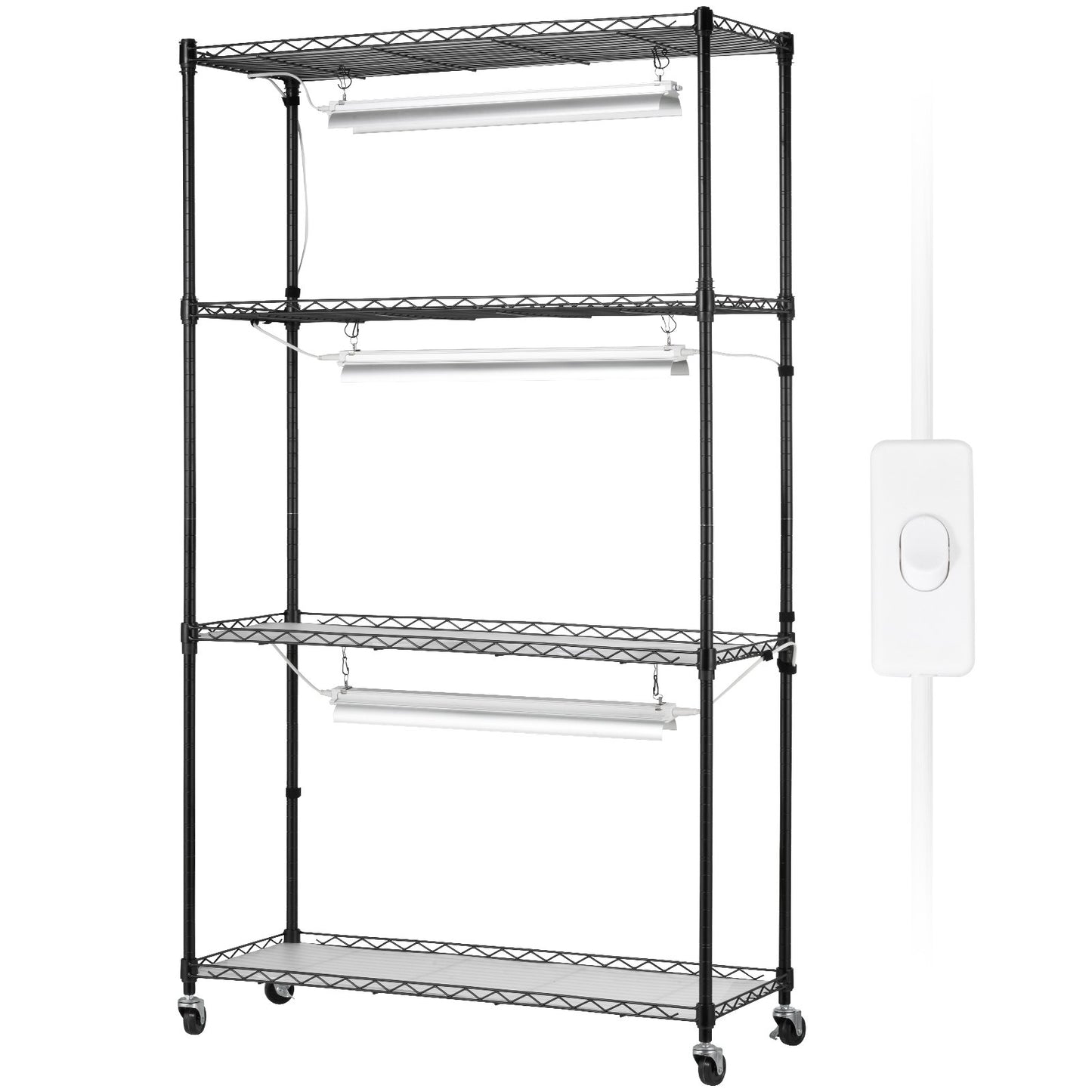 Plant Stand med Grow Lights 4 våningar 90W 59" Tall Plant Grow Hylla