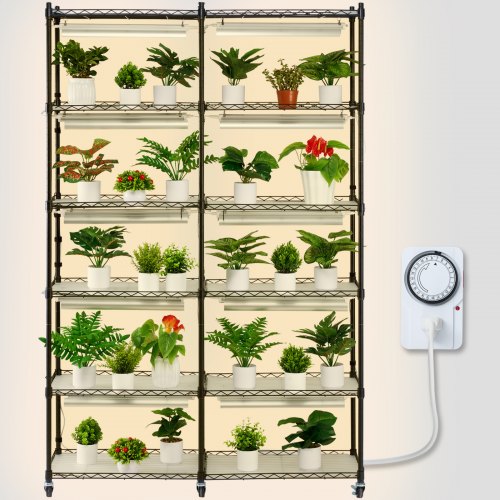 Plant Stand with Grow Light, 6-Tier Large Tall Plant Shelf with 3000K 200W Full Spectrum Grow Light, Indoor Grow Light Shelf with Timer and Wheel for Seed Starting 47.2" L x 13.8" W x 70.8" H