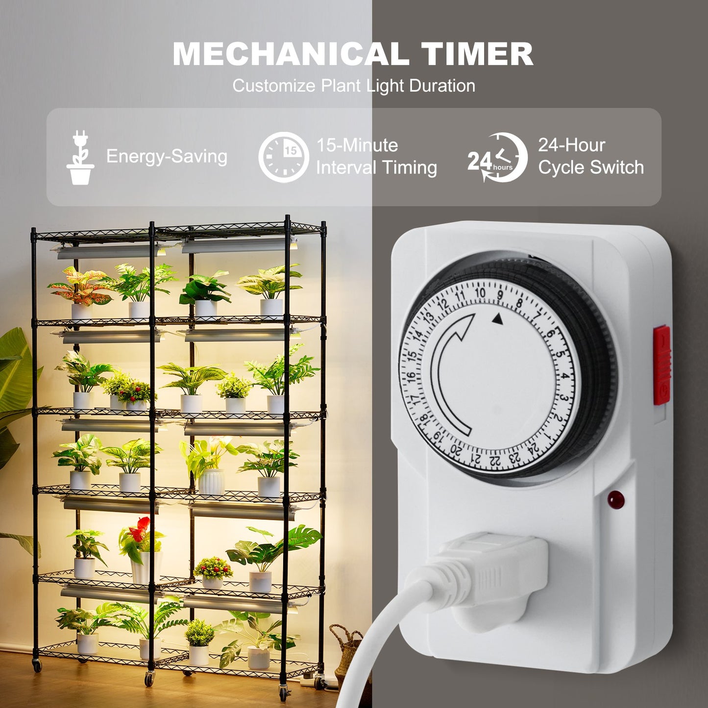Pflanzenständer mit Wachstumslicht, 6 Ebenen, 200 W, 149,9 cm, Pflanzenregal für den Innenbereich