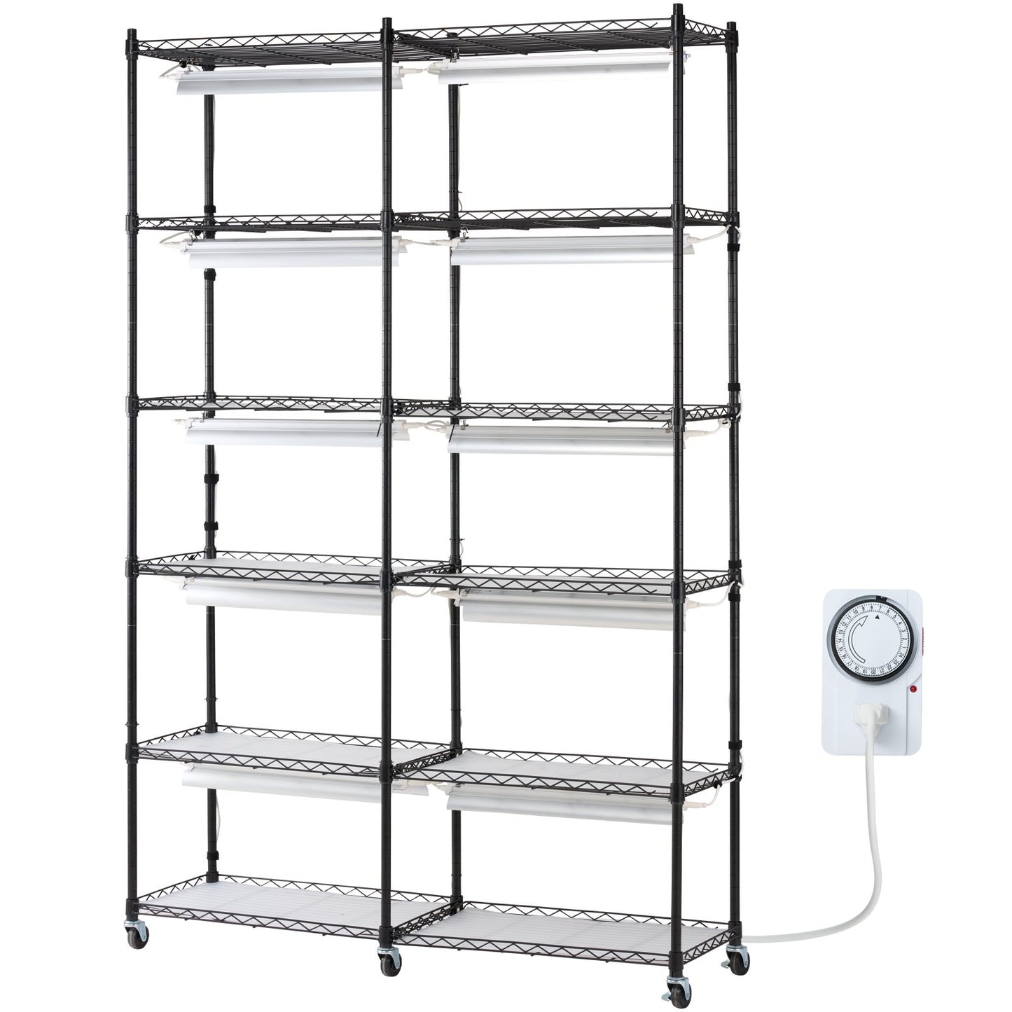 Pflanzenständer mit Wachstumslicht, 6 Ebenen, 200 W, 149,9 cm, Pflanzenregal für den Innenbereich