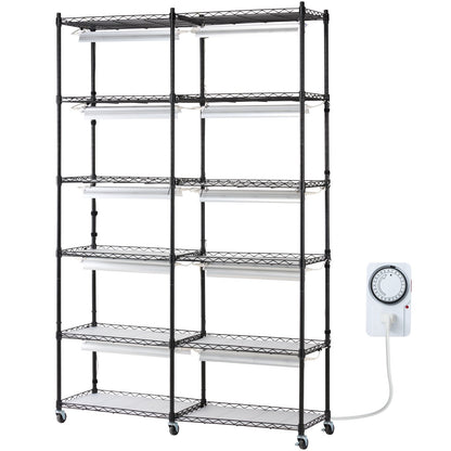 Pflanzenständer mit Wachstumslicht, 6 Ebenen, 200 W, 149,9 cm, Pflanzenregal für den Innenbereich