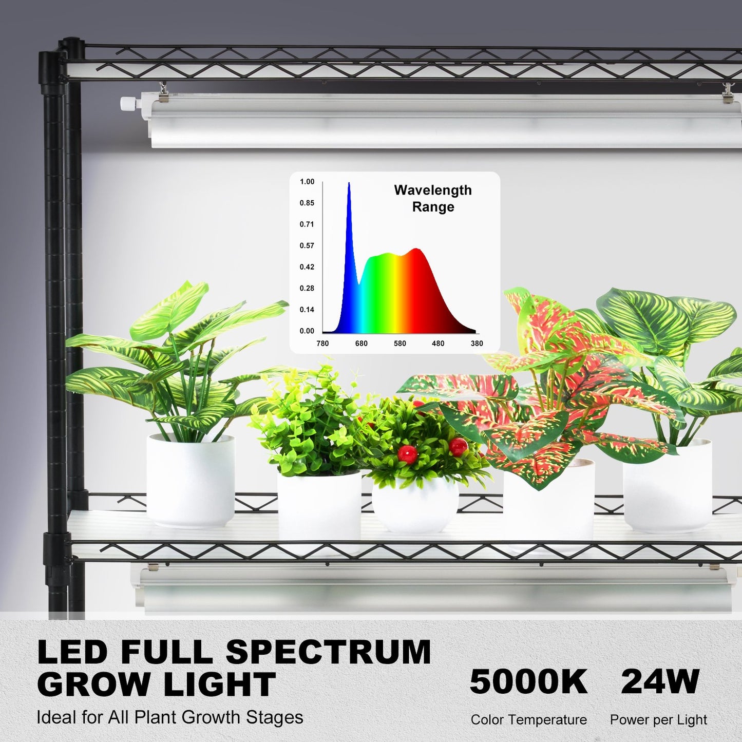 DIY Plant Stand with Grow Lights 6 Eters 192W 70.9" Tall Plant Grow Shelf
