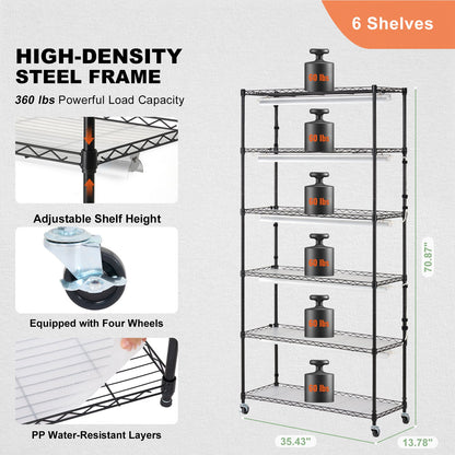 Plant Stand with Grow Light 6 våningar 180W 70,9" Indoor Plant Grow Hylla