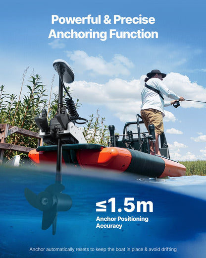 Electric Trolling Motor, 55lbs Thrust with GPS, 10-Speed Bow Mounted Saltwater Outboard Boat Motor with Remote Control & LCD Battery Indicator, for Kayaks, Fishing Boats, 36-Inch Shaft