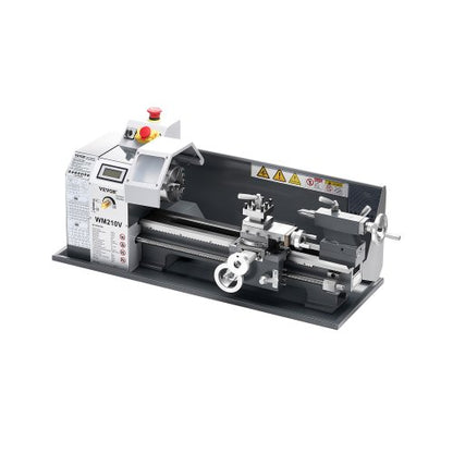 Metal Lathe, 8 x 16 in, 550W Benchtop Lathe Machine, 0-2500 RPM Variable Speed, with 0.0003 in Spindle Accuracy Metal Gear, for Processing Precision Parts Imperial/Metric Thread Soft Metals Wood
