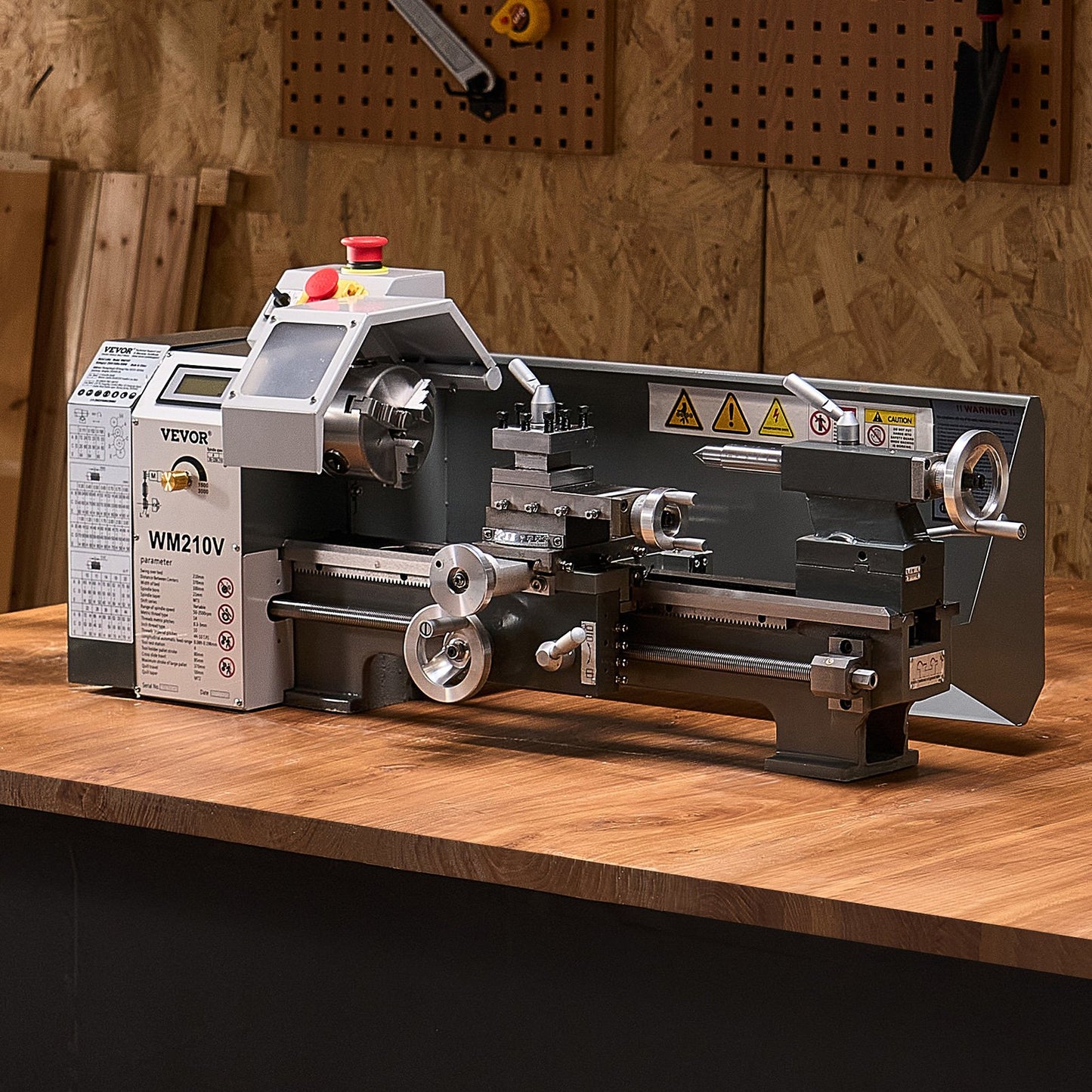 Metal Lathe, 8 x 16 in, 550W Benchtop Lathe Machine, 0-2500 RPM Variable Speed, with 0.0003 in Spindle Accuracy Metal Gear, for Processing Precision Parts Imperial/Metric Thread Soft Metals Wood