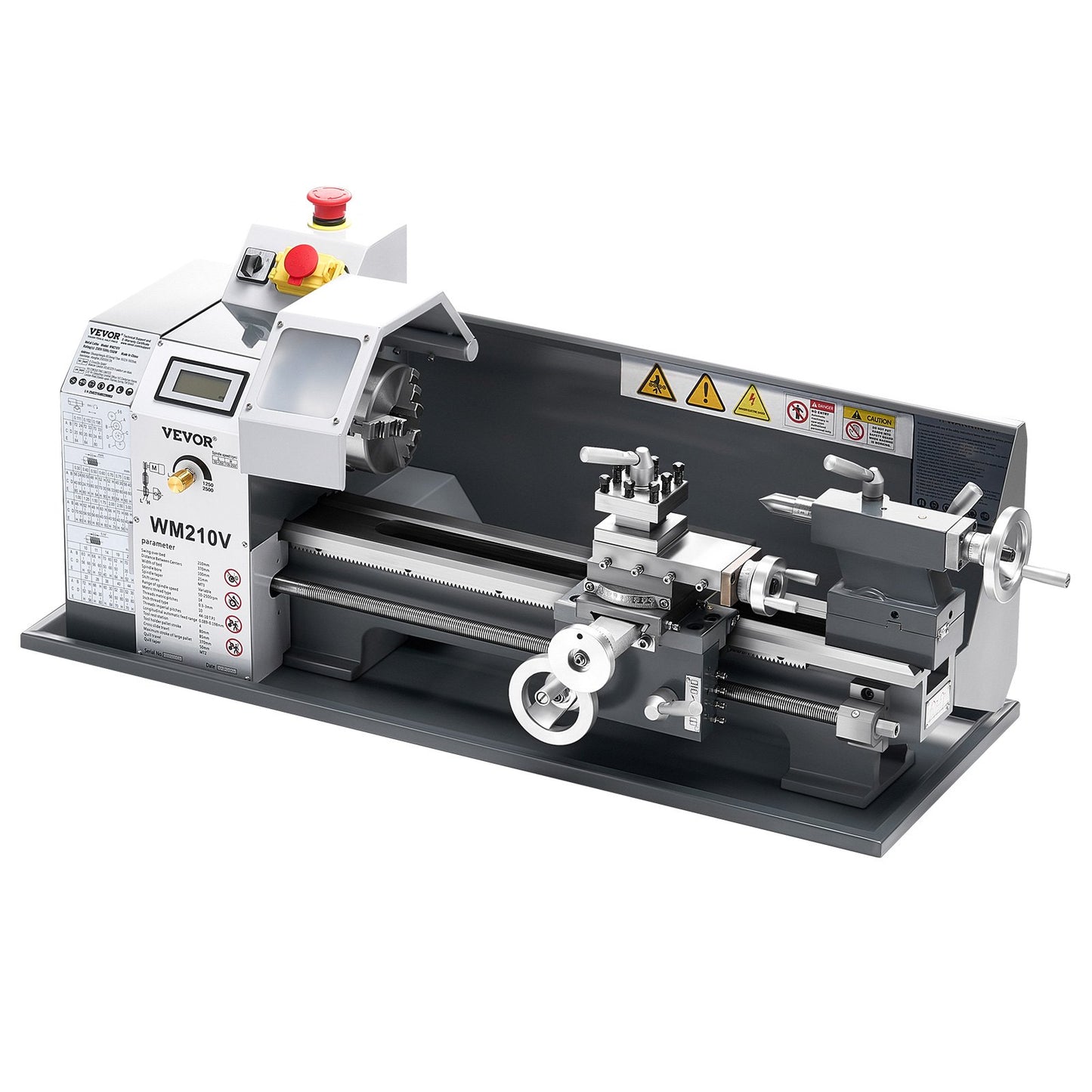 Metal Lathe, 8 x 16 in, 550W Benchtop Lathe Machine, 0-2500 RPM Variable Speed, with 0.0003 in Spindle Accuracy Metal Gear, for Processing Precision Parts Imperial/Metric Thread Soft Metals Wood