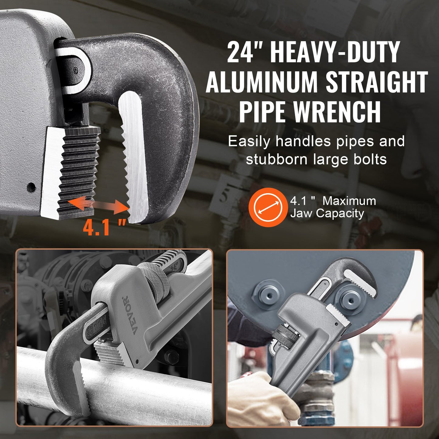 Aluminium gerade rohrzange 24 in einstellbare sanitär schlüssel CRV backe