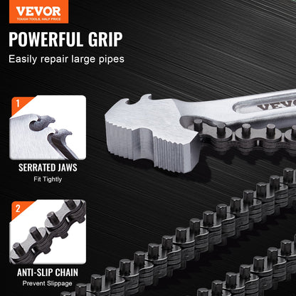 Kettenschlüssel 48 Zoll Kettenrohrzange 13,4 Zoll Durchmesser Kapazität umkehrbar