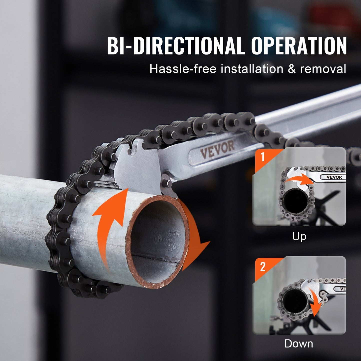 Kettenschlüssel 48 Zoll Kettenrohrzange 13,4 Zoll Durchmesser Kapazität umkehrbar