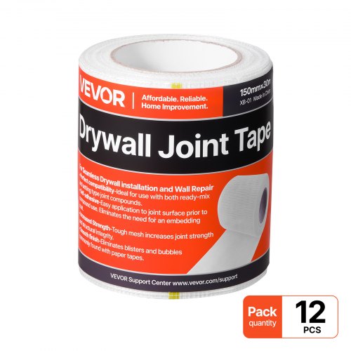 Drywall Mesh Tape, 5.91 inch W x 98.43 ft L Self-Adhesive Fiberglass Drywall Joint Tape, 12 Rolls Dry Wall Patch for Easy Sheetrock Ceiling Crack Repair, to Achieve Smooth Even Wall Surface