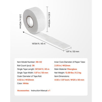 36 Rollen 45m x 50mm selbstklebendes Gipsfaserband