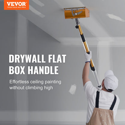Drywall Flat Box Handle, 40''-64'', anodized aluminum flat extension handle, 5-section length adjustable, non-slip grip and 360° painting for drywall, wallboard, sheet metal