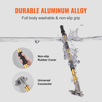 Drywall Flat Box Handle, 40''-64'', anodized aluminum flat extension handle, 5-section length adjustable, non-slip grip and 360° painting for drywall, wallboard, sheet metal