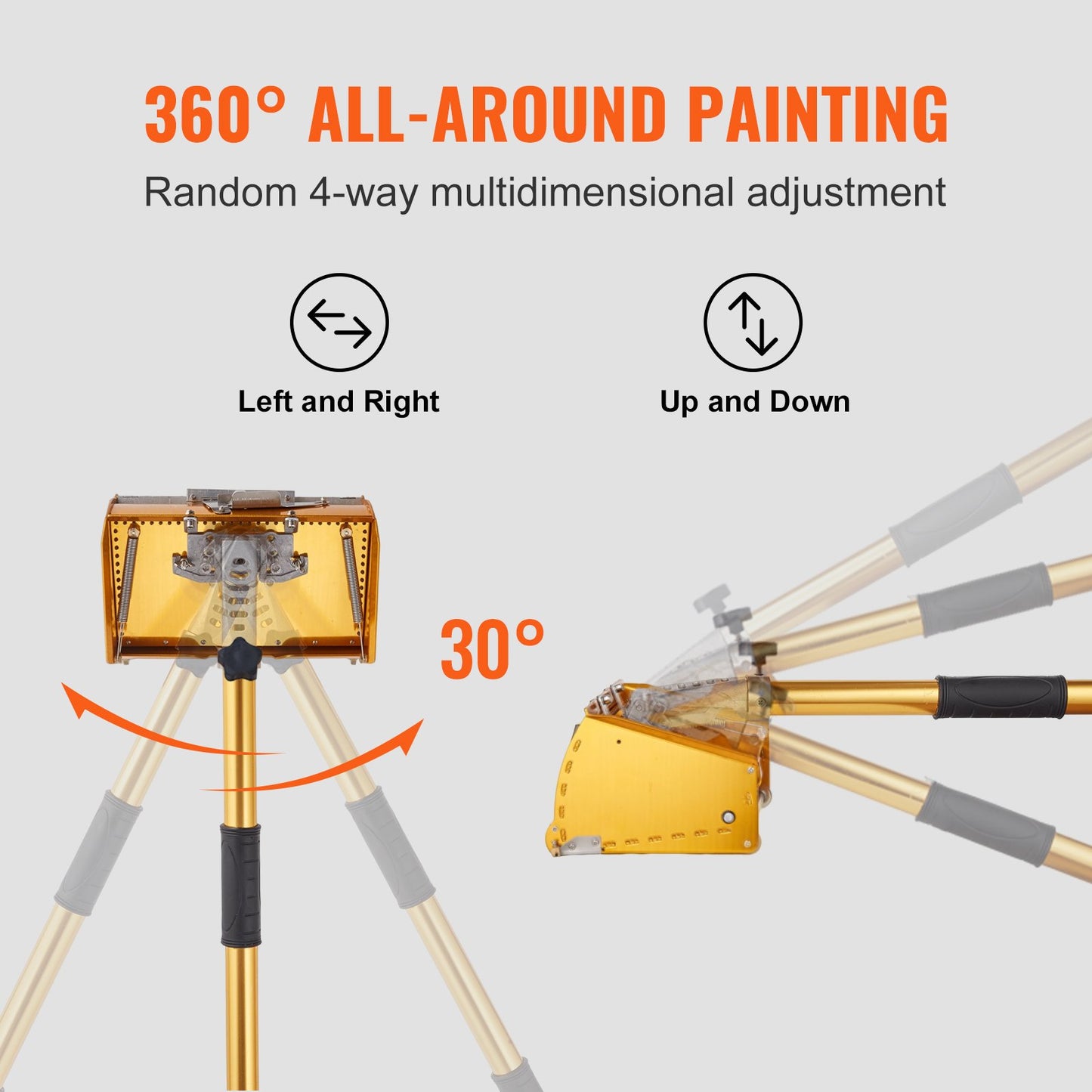 Drywall Flat Box Handle, 40''-64'', anodized aluminum flat extension handle, 5-section length adjustable, non-slip grip and 360° painting for drywall, wallboard, sheet metal