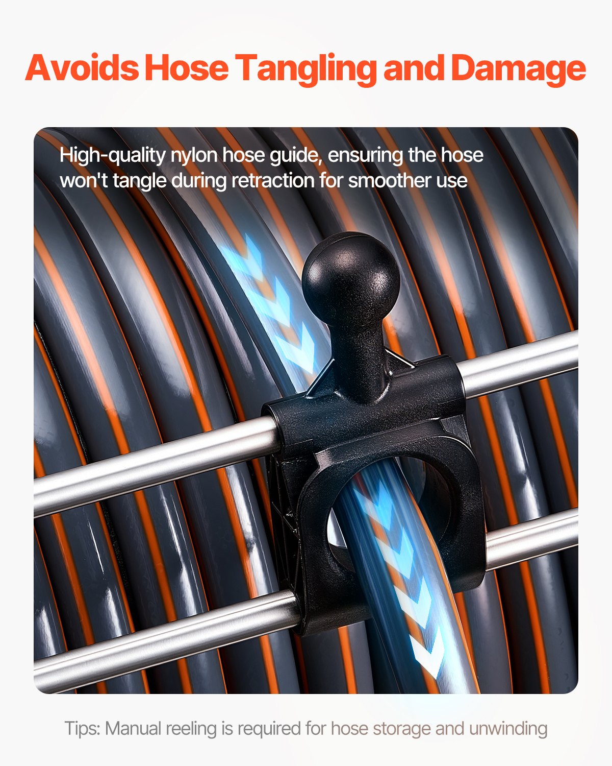 Wall Mounted Garden Hose Reel, Holds 150 ft 5/8-inch Water Hose Winder, Heavy-Duty Stainless Steel, Outdoor Manual Reel with Brass Fitting & Hose Guide, Space Saving, for Yard Lawn Garage