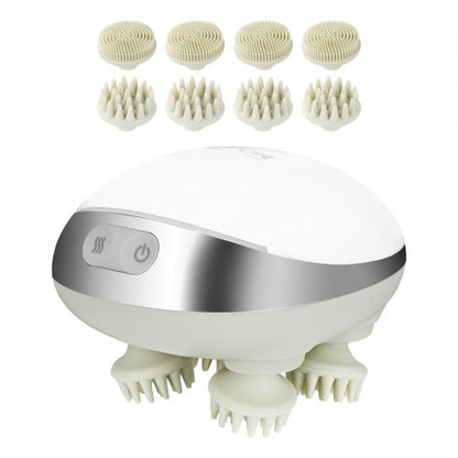 Electric Scalp Massager with Heat, Rechargeable Heated Head Massager, IPX7 Waterproof | Portable Kneading Scalp Scratcher with 8 Removable Massage Head for Hair Growth, Deep Clean, Stress Relax