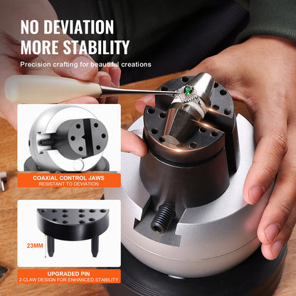 Ball Vise, 5" Engraving Setting Tool, 360° Rotation Engraving Block Vise, 35 PCS Attachment Jewelry Engraving Block Tools Standard Block for Gemstone Inlay and Small-Scale Engraving