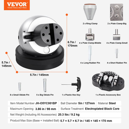 Ball Vise, 5" Engraving Setting Tool, 360° Rotation Engraving Block Vise, 35 PCS Attachment Jewelry Engraving Block Tools Standard Block for Gemstone Inlay and Small-Scale Engraving