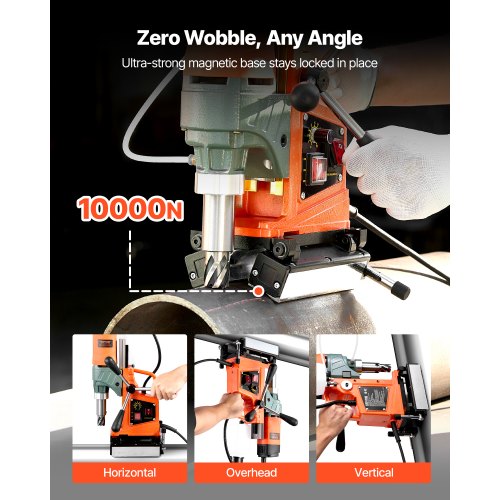 Magnetbohrmaschine Magnetbohrmaschine 1400 W 0-850 U/min mit 11 Kernbohrern | EU