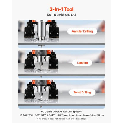 Magnetbohrmaschine Magnetbohrmaschine 1400 W 0-850 U/min mit 6 Kernbohrern | EU