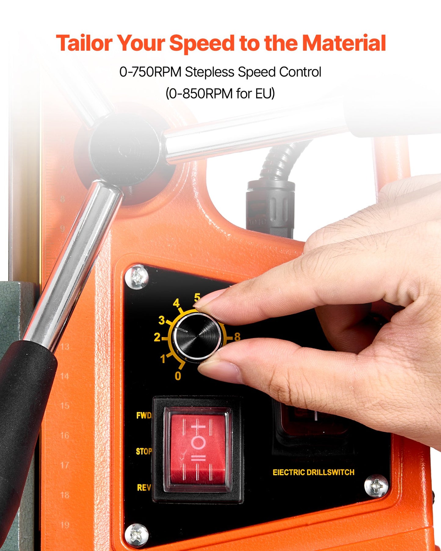 Magnetic Drill Press, 1400 W, 2 inch Boring Diameter, 0-750 RPM Speed, Reversible Direction, Mag Drill Press for Metal Surface, Electric Drilling Machine for Industrial and Home Improvement