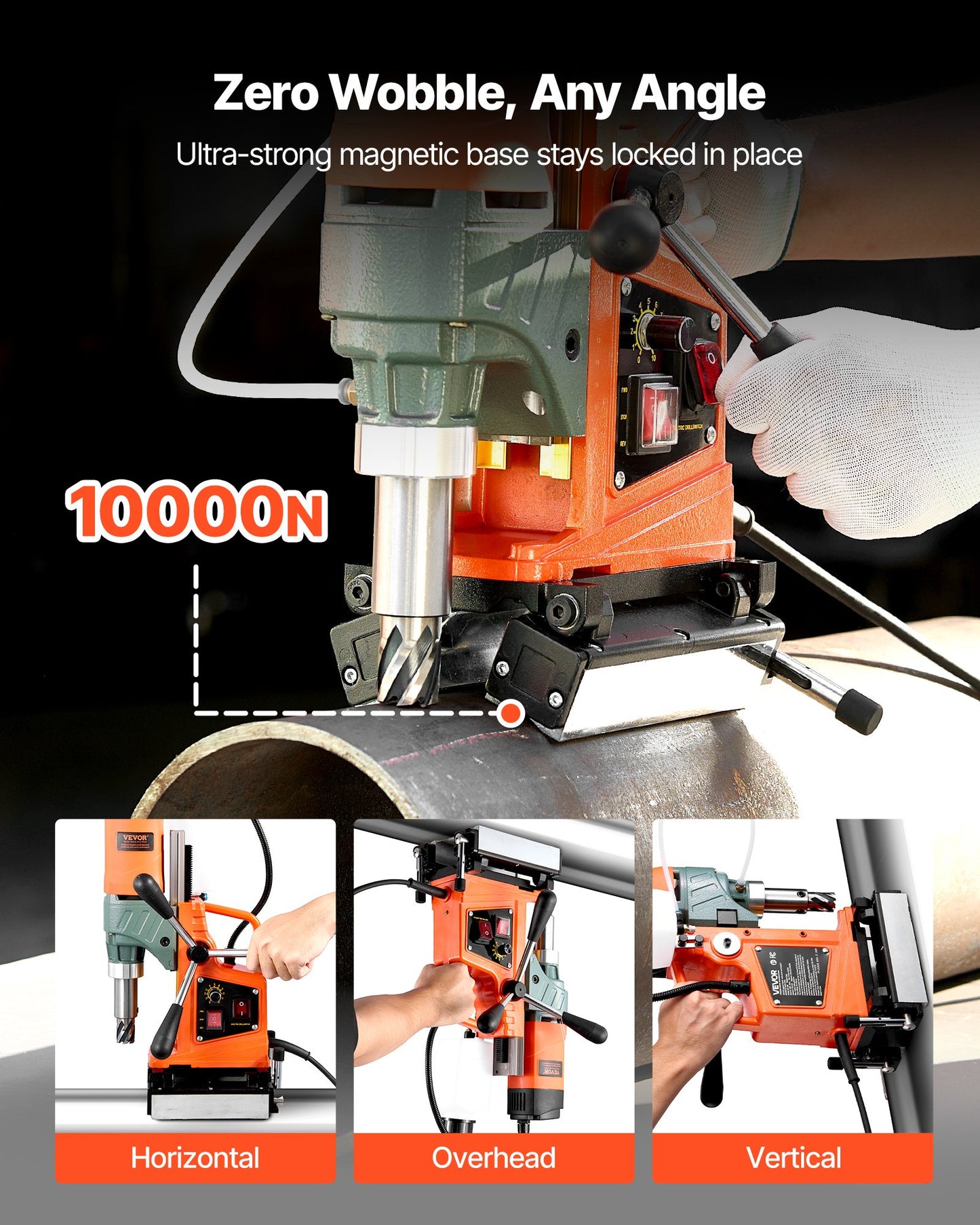 Magnetic Drill Press, 1400 W, 2 inch Boring Diameter, 0-750 RPM Speed, Reversible Direction, Mag Drill Press for Metal Surface, Electric Drilling Machine for Industrial and Home Improvement