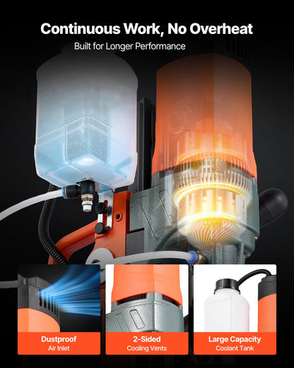 Magnetic Drill Press, 1400 W, 2 inch Boring Diameter, 0-750 RPM Speed, Reversible Direction, Mag Drill Press for Metal Surface, Electric Drilling Machine for Industrial and Home Improvement