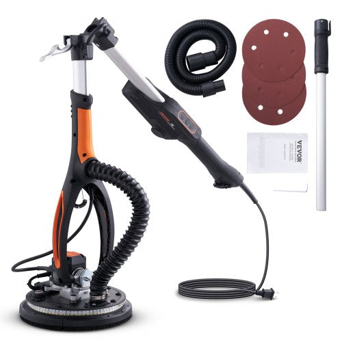Drywall Sander, 800W Brushless Motor Electric Sander, Variable Speed 1000-2300 RPM Wall Sander, Foldable Ceiling Sander with Double-Deck LED Lights, Extendable Handle, 12 Sanding Discs