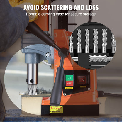Ringformigt skärset, 13 st Weldon Shank Mag-borr, 2" skärdjup, 7/16" till 1-1/16" skärdiameter, M2AL HSS, med 2 pilotstift, sexkantsnyckel och bärbart fodral, för användning med magnetiska Dr.