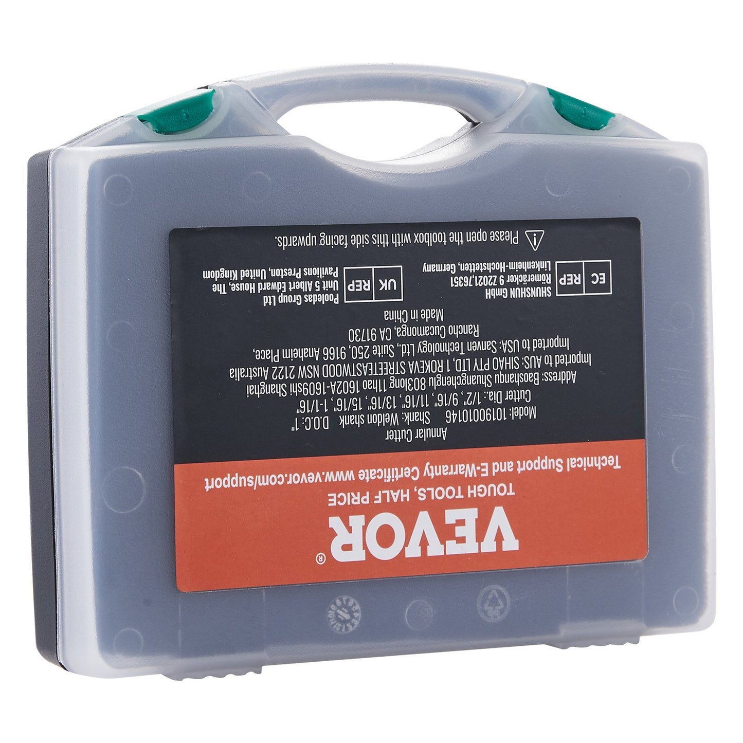 Ringformigt skärset, 6 st Weldon Shank Mag-borr, 1" skärdjup, 1/2" till 1-1/16" skärdiameter, M2AL höghastighetstål, med pilotstift och bärbart fodral, för användning med magnetiska borrar