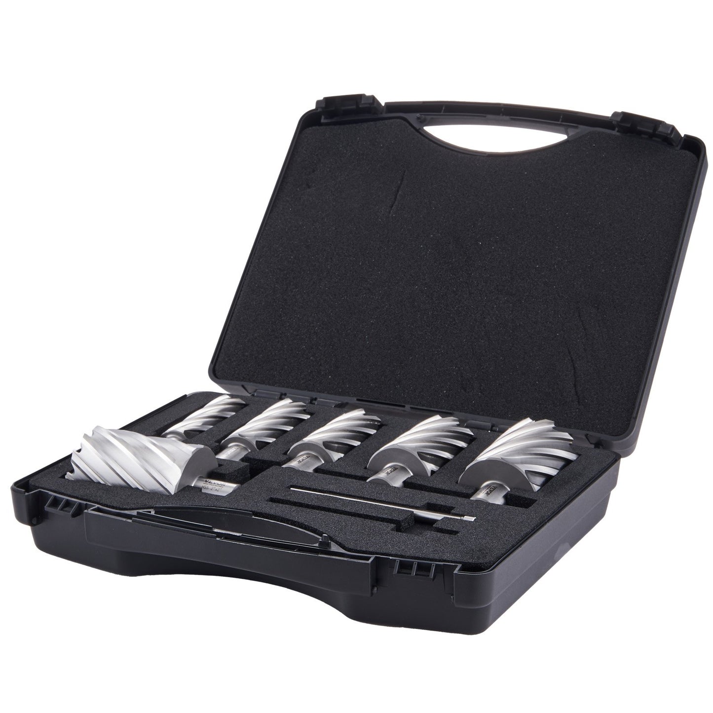 Annular Cutter Set, 6 pcs Weldon Shank Mag Drill Bits, 2" Cutting Depth, 1" to 2" Cutting Diameter, M2AL High Speed Steel, with 2 Pilot Pins and Portable Case, for Use with Magnetic Drills