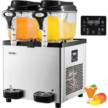 Commercial Slushy Machine, 6 L x 2 Tanks 50 Cups Margarita Machine, 700W 110V Stainless Steel Smoothie Frozen Drink Maker, Perfect for Supermarkets Cafes Restaurants Bars and Home Use, Silver