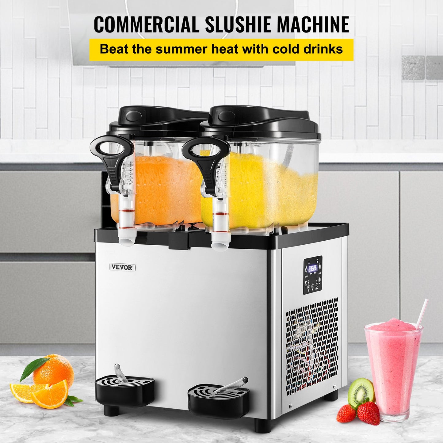 Commercial Slushy Machine, 6 L x 2 Tanks 50 Cups Margarita Machine, 700W 110V Stainless Steel Smoothie Frozen Drink Maker, Perfect for Supermarkets Cafes Restaurants Bars and Home Use, Silver