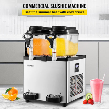 Commercial Slushy Machine, 6 L x 2 Tanks 50 Cups Margarita Machine, 700W 110V Stainless Steel Smoothie Frozen Drink Maker, Perfect for Supermarkets Cafes Restaurants Bars and Home Use, Silver