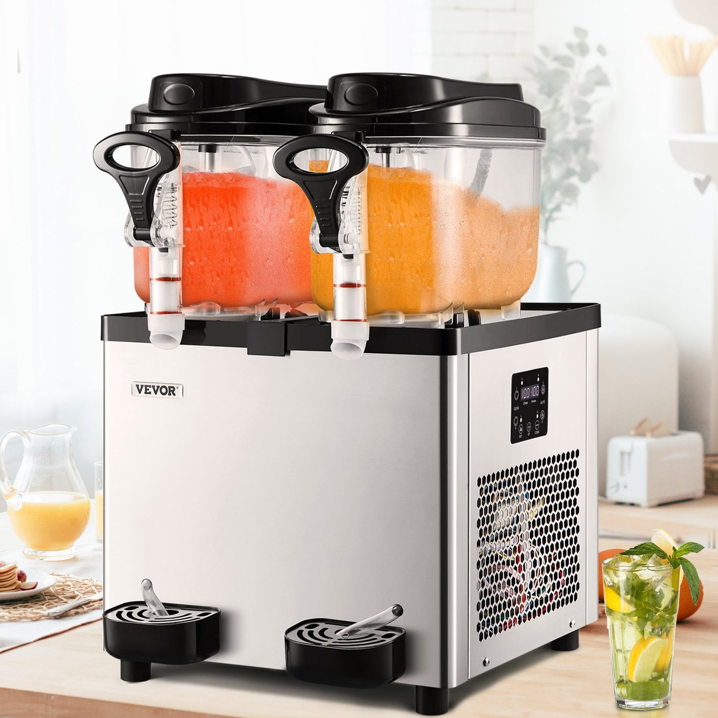 Commercial Slushy Machine, 6 L x 2 Tanks 50 Cups Margarita Machine, 700W 110V Stainless Steel Smoothie Frozen Drink Maker, Perfect for Supermarkets Cafes Restaurants Bars and Home Use, Silver