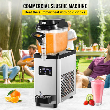 Commercial Slushy Machine, 6L/1.6 Gallons 25 Cups Single-Bowl, 300W 110V, Stainless Steel Margarita Smoothie Frozen Drink Maker, Slushie Machine for Supermarkets Cafes Restaurants Bars Home Use
