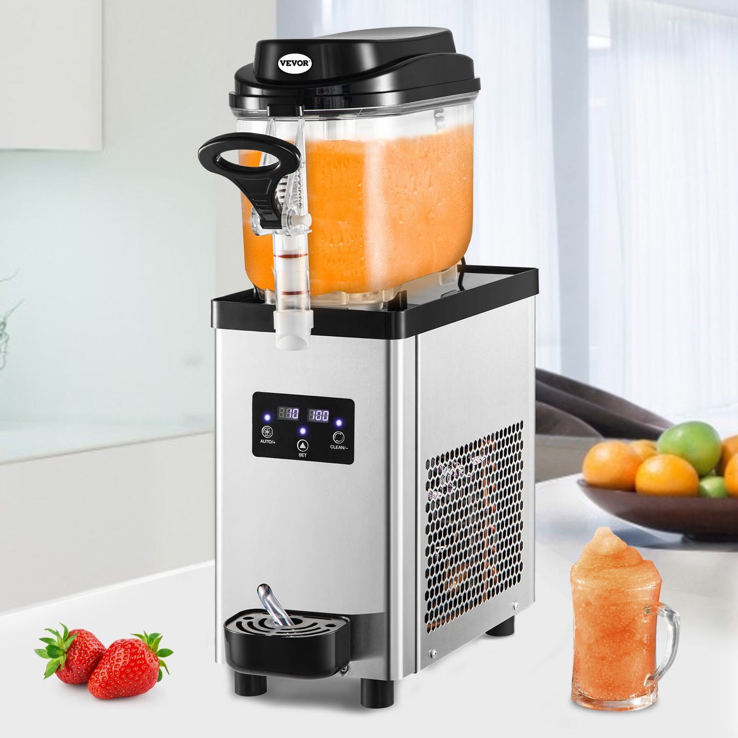 Commercial Slushy Machine, 6L/1.6 Gallons 25 Cups Single-Bowl, 300W 110V, Stainless Steel Margarita Smoothie Frozen Drink Maker, Slushie Machine for Supermarkets Cafes Restaurants Bars Home Use