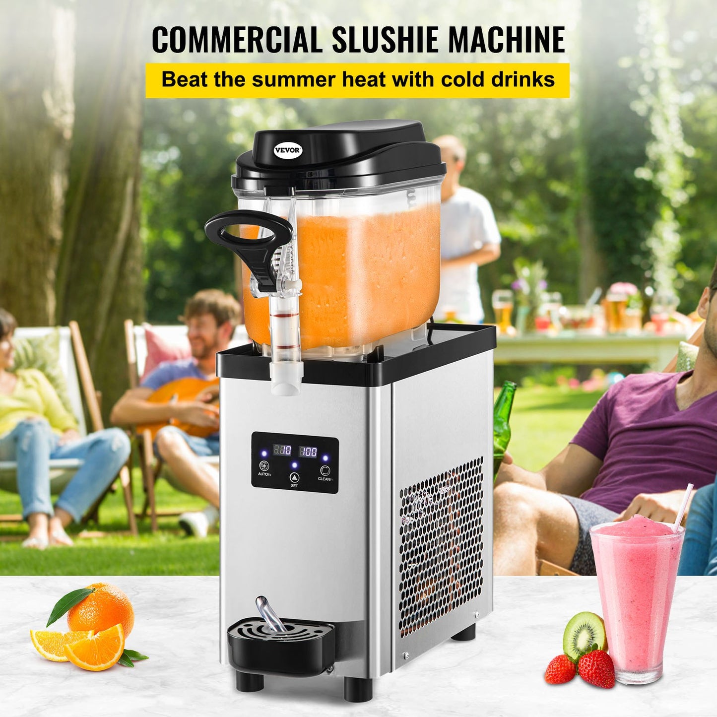 Commercial Slushy Machine, 6L/1,6 Gallons 25 koppar Single-Bowl, 705W 220V, rostfritt stål Margarita Smoothie Frozen Drink Maker, Slushie Machine för stormarknader Kaféer Restauranger Barer Hemanvändning