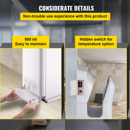 Jet Hand Dryer, Premium Electric Commercial Blade Hand Dryer, ABS Air Dryer Hand with HEPA Filtration Wall Mounted Hand Dryer, 2000W 220V Vertical Hand Dryer, High Speed Automatic Infrared White