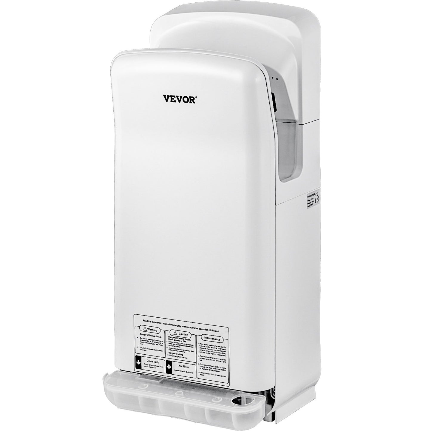 Jet Hand Dryer, Premium Electric Commercial Blade Hand Dryer, ABS Air Dryer Hand with HEPA Filtration Wall Mounted Hand Dryer, 2000W 220V Vertical Hand Dryer, High Speed Automatic Infrared White