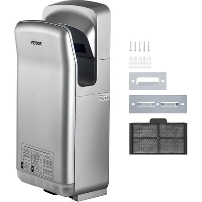 Jet Hand Dryer, Premium Electric Commercial Blade Hand Dryer, ABS Air Dryer Hand with HEPA Filtration Wall Mounted Hand Dryer, 2000W 220V Vertical Hand Dryer, High Speed Automatic Infrared Silver